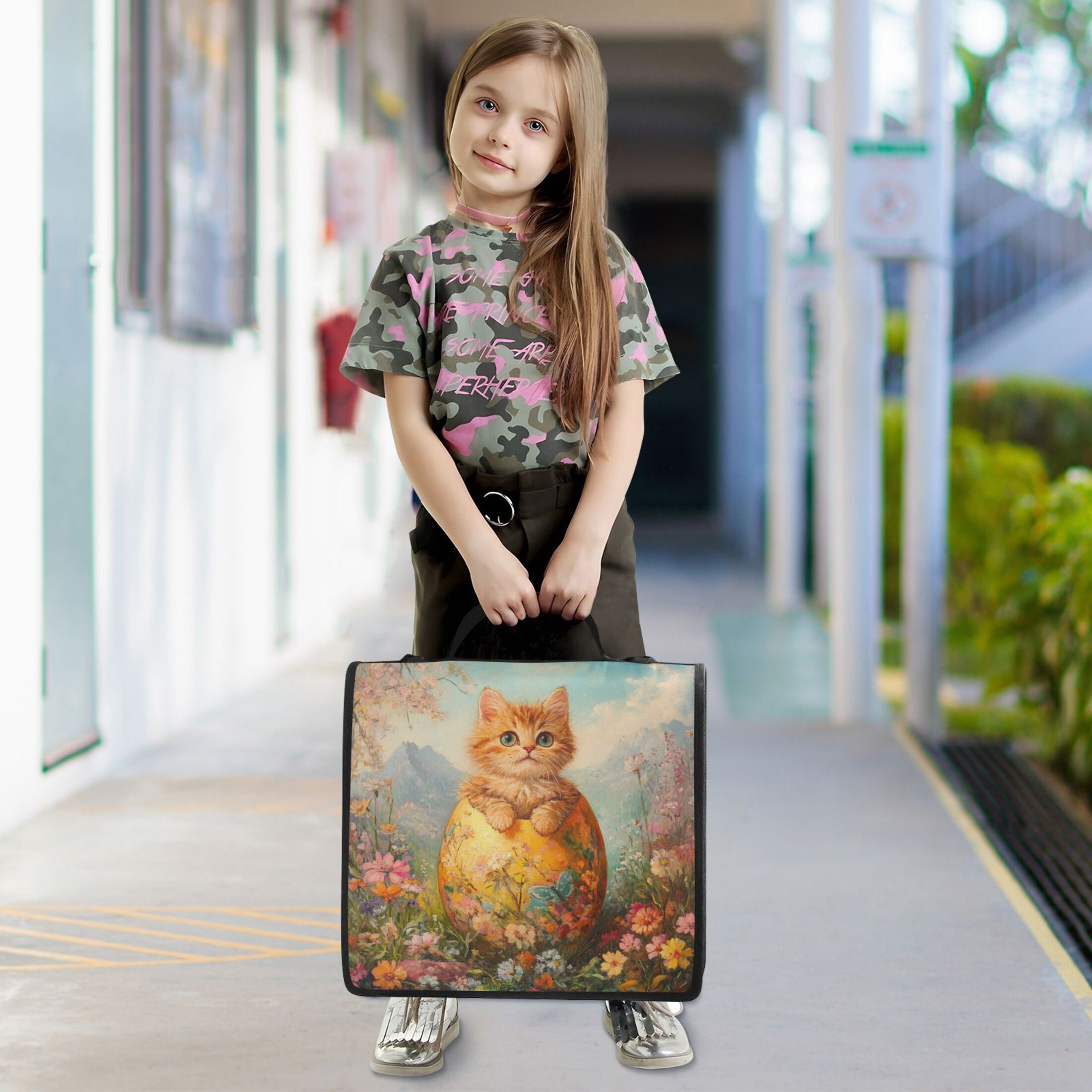 YAZAOO Zipper Binder trapper keeper Documents Organized Design Whiskered Wonder in Bloom Printed