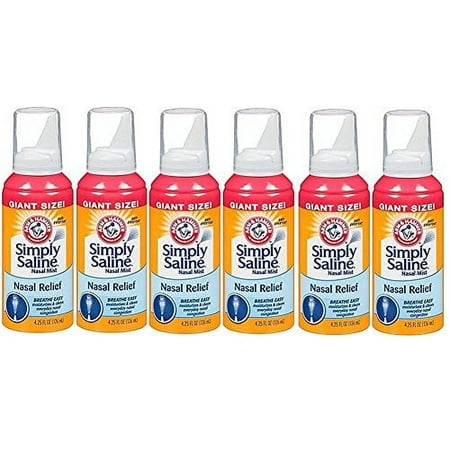 Arm & Hammer Simply Saline Nasal Mist Giant Size: 4.25 Fl Oz (Pack of 6)