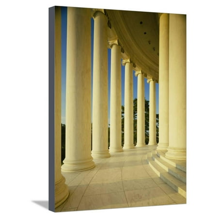 Round Column Marble - Marble Floor and Columns, Jefferson Memorial, Washington DC, USA Stretched Canvas Print Wall Art