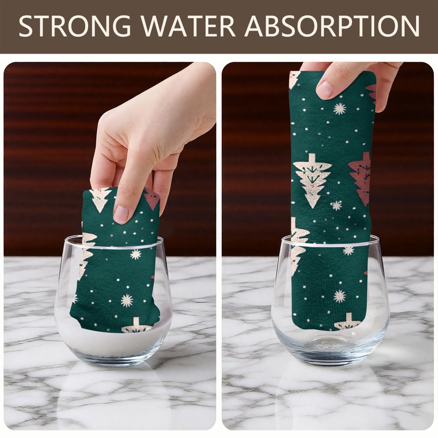 6 Pcs Funny Kitchen Towels,Dark Green Christmas Tree Pattern Microfiber Dish Towels,Kitchen Tea Towels,Kitchen Towel Set (18" X 26")