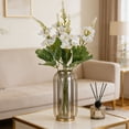 thumbnail image 5 of Ramo de flores artificiales de jacinto y manzano silvestre con jarrón, arreglo floral realista de seda para decoración del hogar y bodas, 29 cm, 5 of 5