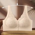 thumbnail image 3 of Wdfiry Women's Gathering Push Up Underwear Bras Sexy Solid Embroidery Wire-Free Front Button Closure Everyday Bralettes Plus Size Comfy Breathable Full Coverage Bras, 3 of 4