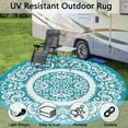 thumbnail image 3 of Aonewoe Round Outdoor Rugs 6Ft Waterproof Patio Plastic Straw Rug Reversible Camping Carpet Indoor Outdoor Area Rug for Patio,Deck,Balcony,Picnic,Beach,Outside, 3 of 7