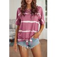 thumbnail image 4 of POGLIP Women's Fuchsia Tie-dye Print Loose T-shirt, 4 of 6