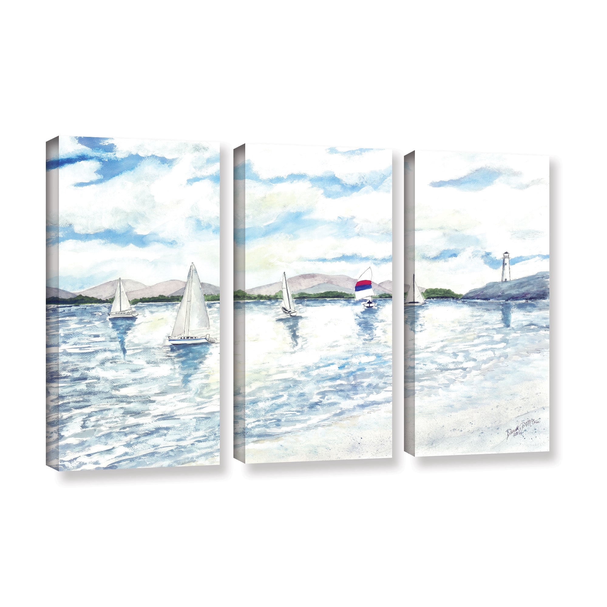 ArtWall Derek Mccrea "Sailboats 2" 3-Piece Gallery-wrapped Canvas Set