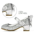 thumbnail image 5 of Bocca Girls Party Dress Shoes Sliver Glitter Mary Jane Wedding Princess Shoes With Bow 12M, 5 of 5