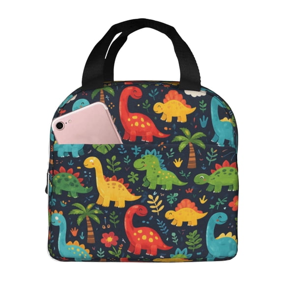 Dinosaur Lunch Bag Reusable Thermal Lunch Box with Handle for Women and Men