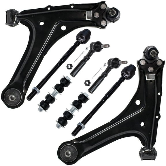 Detroit Axle - Front 8pc Suspension Kit 1995-2005 Chevy Cavalier Pontiac Sunfire, 2 Lower Control Arms 4 Outer and Inner Tie Rod Ends 2 Sway Bar Links Replacement