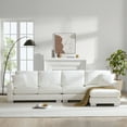 thumbnail image 3 of 119" Oversized L-Shape Chenille Sectional Sofa - Modern 5-Seater Couch w/ Chaise, 2 Free Pillows for Living Room, Apartment, Office - White/Gray, 3 of 21