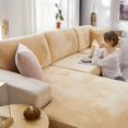thumbnail image 3 of 2024 Soft Velvet Sofa Seat Cushion Cover - Stretch Non-Slip Sofa Cover Couch Cushion Covers for Sectional Sofa L Shape  Sofa Cushion Slipcover Furniture Protection (Grey  Large Single Sea, 3 of 12