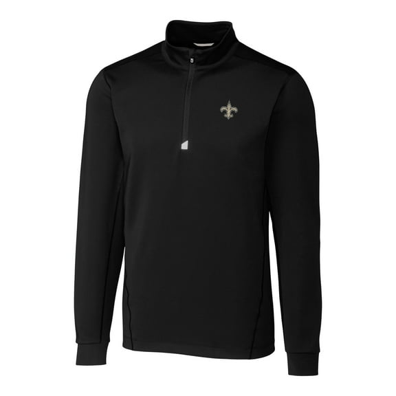 Men's Cutter & Buck Black New Orleans Saints Big & Tall Traverse Half-Zip Pullover Jacket