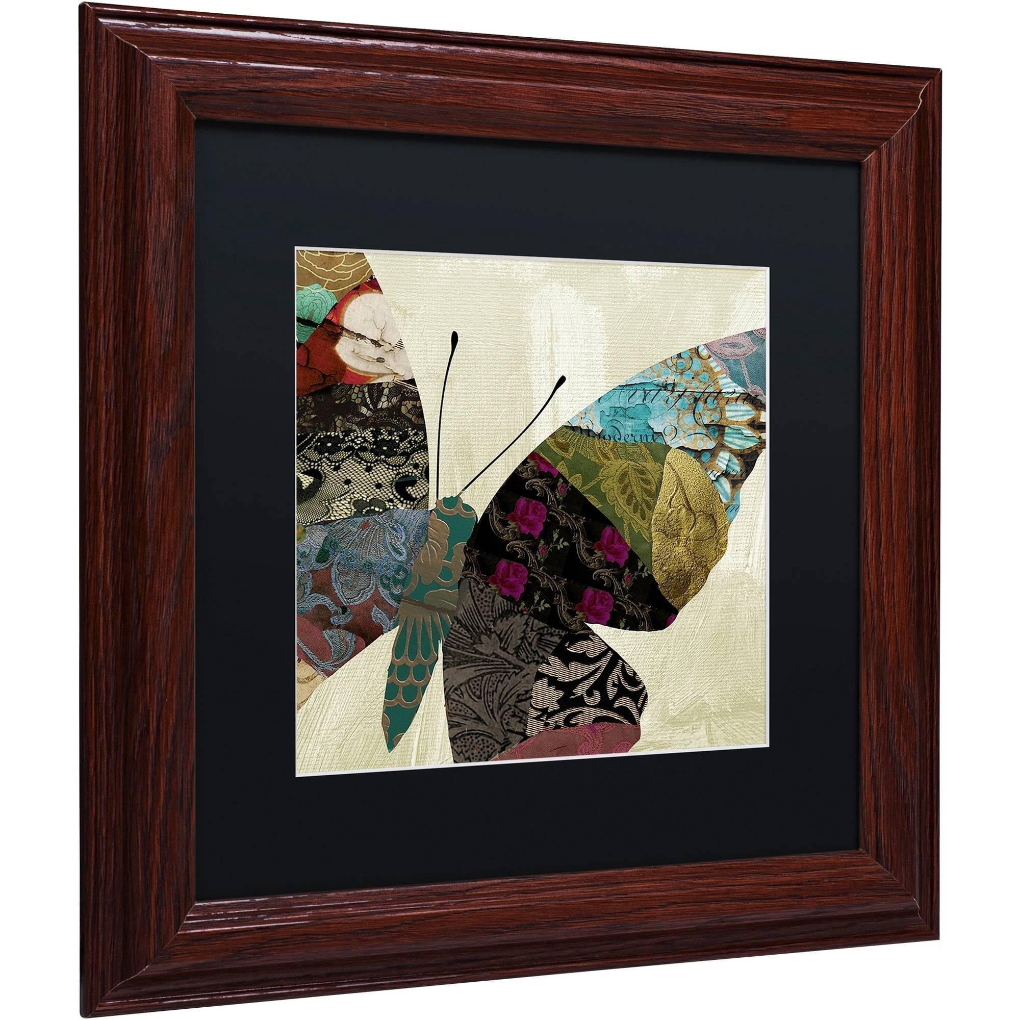 Trademark Fine Art "Butterfly Brocade IV" Canvas Art by Color Bakery Black Matte, Wood Frame