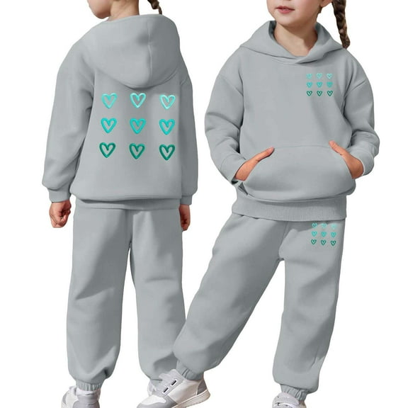 Jamsmile Toddler Girls Outfit Sets Long Sleeve Solid Warm Hoodie Pullover Tops With Pants 2 Piece Kids Child Girls Sweat Suits