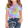 thumbnail image 2 of NAISIBABY Girls Graphic T-Shirt, Crew Neck Tie-Dye Prints Short Sleeve Summer Casual Fashion Tees Purple 9T, 2 of 5