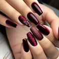 thumbnail image 3 of 24Pcs Press On Acrylic Nail Tips With Flower Design Brown Full Cover False Nails For Manicure, 3 of 9