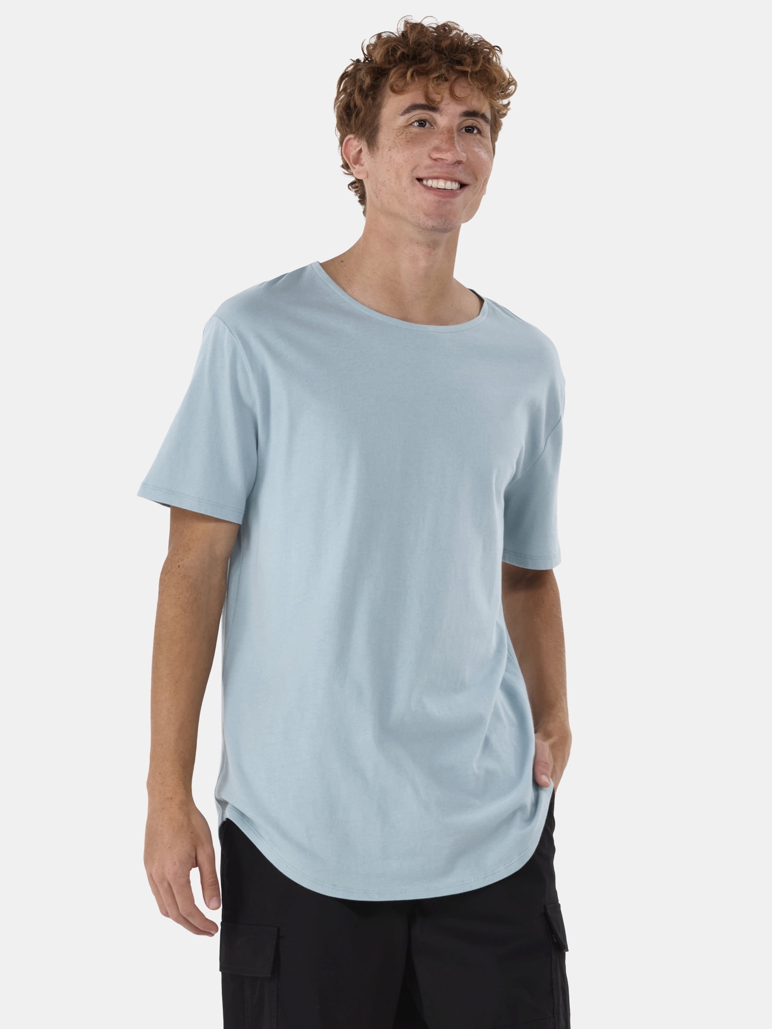No Boundaries Men's & Big Men's Longline Curved Hem Elongated Tee Shirt, 2-Pack, Sizes XS-5XL