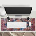 thumbnail image 5 of Pink Boho Style Vintage Large Gaming Mouse Pad, Extended Big Keyboard Mouse Mat, Long Computer Gaming Mousepad for Home Office Work Desk Stitched Eges Non-Slip Base Mouse Pads Mat, 5 of 6