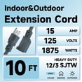 thumbnail image 2 of Cable de extensión FNXPOW calibre 12, 3 puntas, 15 A, 3 m, interior/exterior, 2 of 7