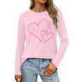 thumbnail image 2 of Valentine's Day Womens T Shirt Cute Graphic Long Sleeve Casual Lover Heart Shirts Pullover Tops Comfortable Loose T-Shirts for Women Pink L, 2 of 4