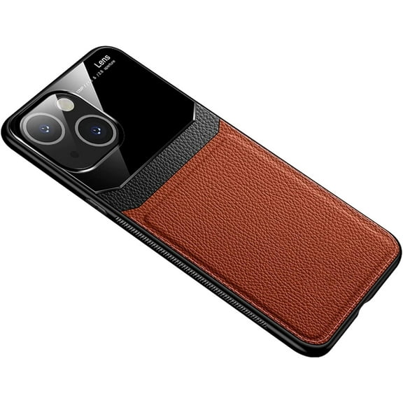 PU Leather Tempered Glass Phone Case for iPhone 13 Pro Max 12 11 X XS XR 8 7 SE, Lens Protection Slim Business Phone Back Cover(11 Pro,Brown)