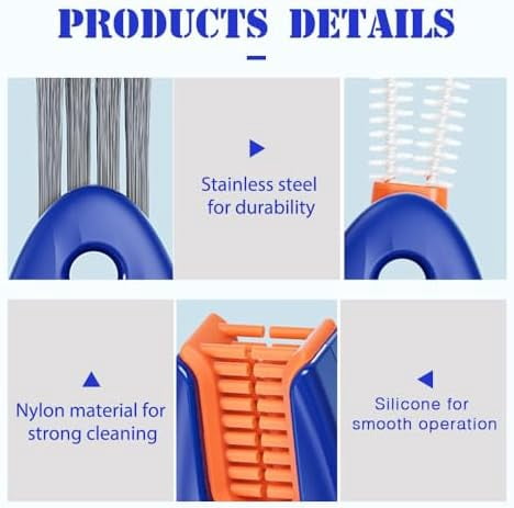 4 in 1 Cup Lid Cleaning Brush, 2024 Upgrade Multifunctional Cleaning Brush Water Bottle Cleaner Brush, Mini Silicone Bottle Cup-Holder Cleaner with Hook Remover (1, Red) Red Red