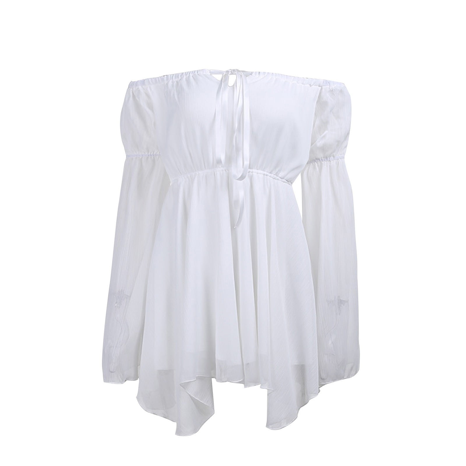 Azrian Deals Ladies Fashion OneShoulder Trumpet Sleeves Ruffled Sweet