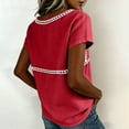thumbnail image 6 of YUGYXL Spring T-Shirts for Women Short Sleeve Crewneck Loose Fit Casual Summer Tops Lightweight Lace Patchwork Tee Red Tops S, 6 of 7