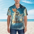 thumbnail image 2 of Pofeuu Cute Angel Winged Rabbit Print Hawaiian Shirt for Men Sleeves Casual Button Down Summer Beach Dress Shirts T-Shirts,Small, 2 of 7