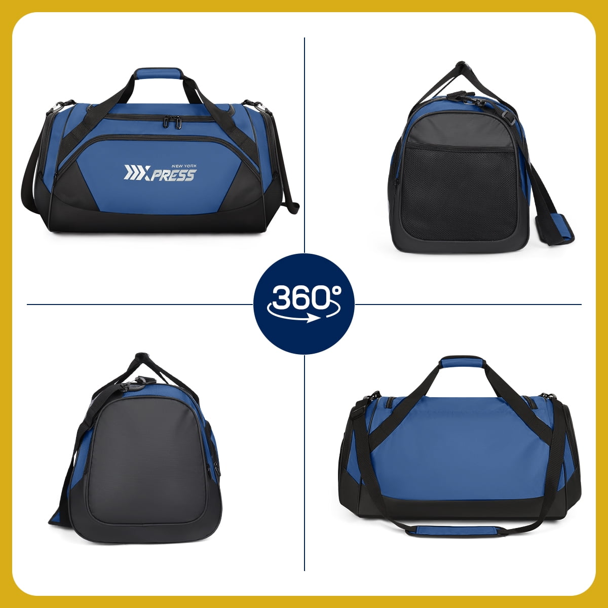 28" Travel Duffle Bag with Shoe Compartment, 75L Large Overnight Bag for Gym Sport Travel,Blue - LX238