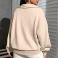 thumbnail image 5 of Womens Casual Long Sleeve Drawstring Sweatshirt Pullover Tops Loose Oversized Clothes, V-Neck Zipper Design Fall Winter Fashion for Comfortable and Stylish Wear,Beige,M, 5 of 7