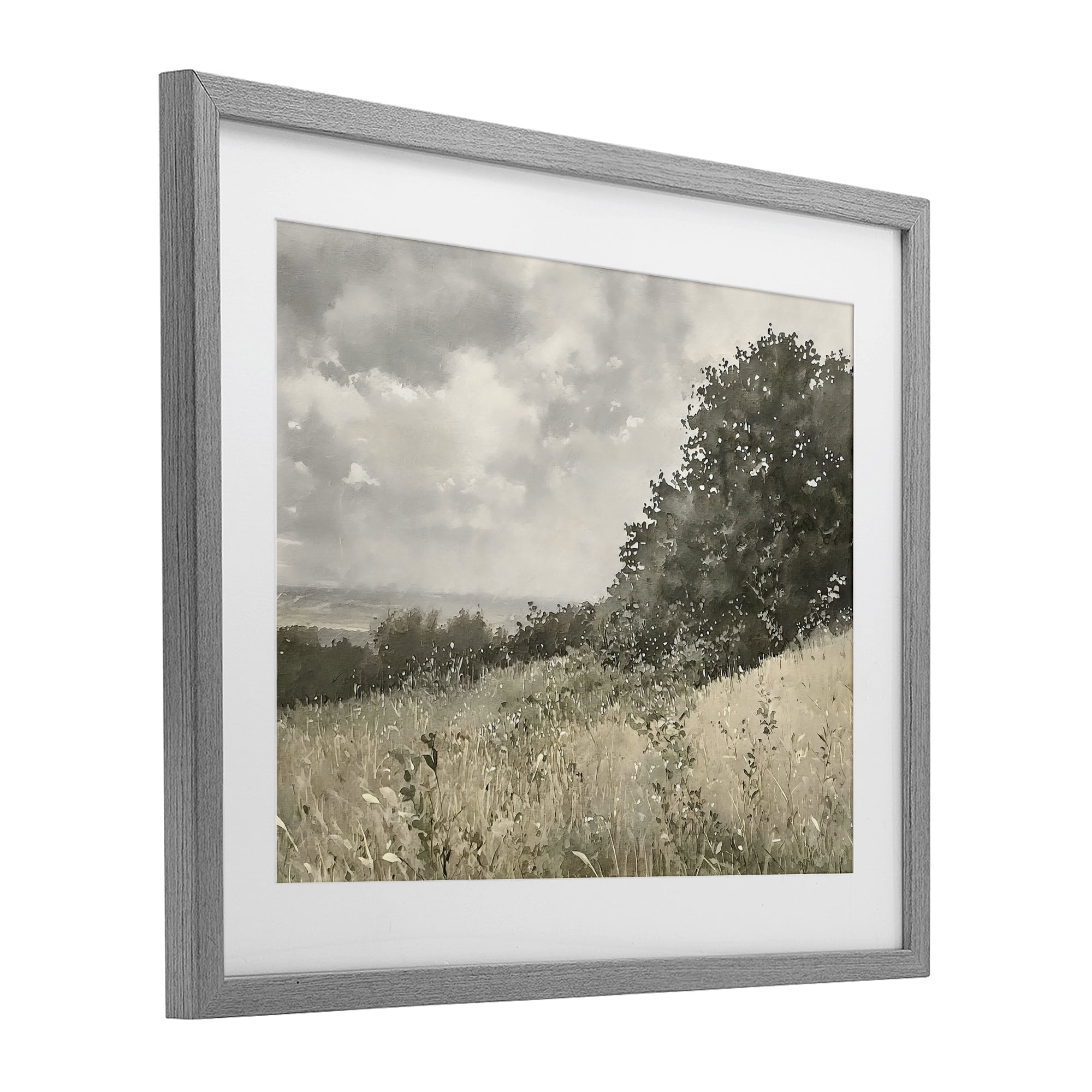 Stupell Industries Soft & Subtle Meadow Landscape Gray Framed Print Under Glass, design by Riley B