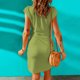 thumbnail image 4 of Moda mujer casual sexy cuello redondo sólido verano manga corta mini vestido Fridja  bnh1459, 4 of 9