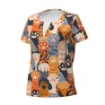 thumbnail image 2 of Goofa Cute Cat Paw Pattern Womens Deep V Neck Low Cut Tops Casual Summer Short Sleeve Ribbed Knit T-Shirts-Large, 2 of 5