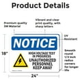 thumbnail image 2 of (2 Pack) High Voltage Test In Progress Sign With Symbol OSHA Notice Sign 24 Inch X 18 Inch Vinyl Label Decal Sticker Weather Resistant, UV Protected for Workplace, Business, and, 2 of 7