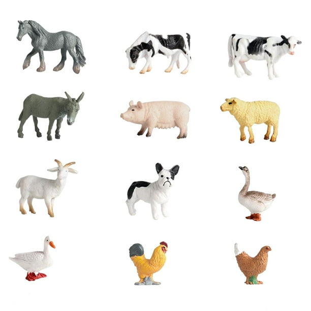 Juego de plástico de 12 piezas modelo animal realista para de juguete educativo Animales de granja Zulema estatuilla de animales salvajes