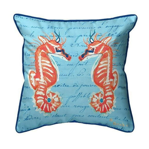 12 x 12 in. Coral Sea Horses Blue Small Indoor & Outdoor Pillow