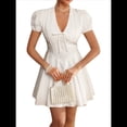 thumbnail image 3 of Vestido de Mujer /Verano 2025, Minivestido Elegante Entallado con Lazo y Mangas Abullonadas y Escote en V. L, 3 of 9