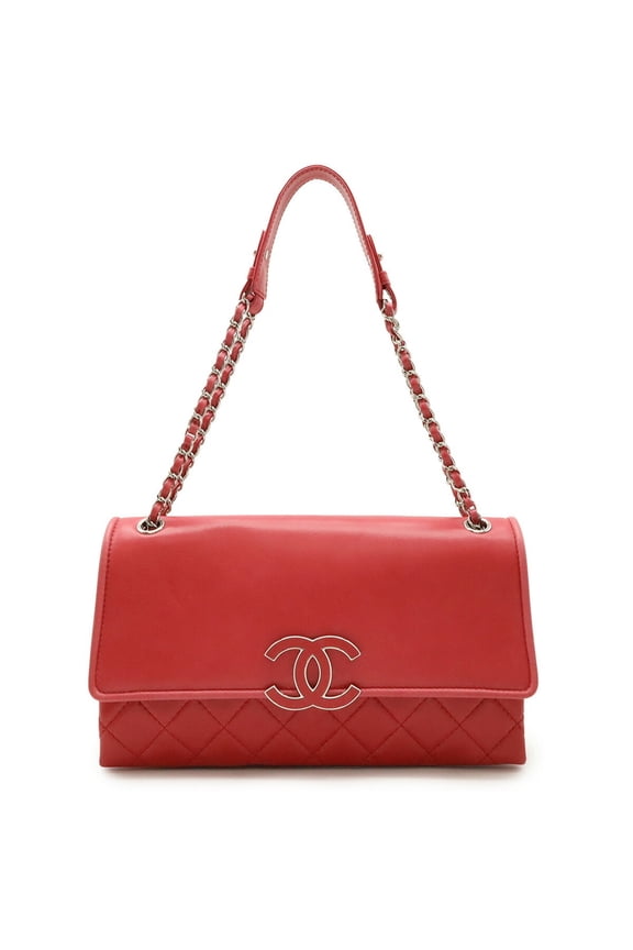 Pre-Owned CHANEL Hamptons Coco Mark Chain Shoulder Bag Lambskin Leather Pink