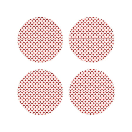 

Fuzoiu Red Cross Print Leather Coasters Set Drink Coasters Set of 4 for Tabletop Protection Durable PVC Coasters Home Décor and Housewarming Gift-Round Shape