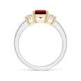 thumbnail image 2 of ANGARA Lab Grown 1.6 Ct Ruby and Lab Diamond Three Stone Ring for Women in 14K White & Yellow Gold (Size-8x6mm) | July Birthstone, Birthday, Anniversary, Jewelry Gift for Women | Lab-Grown Ruby Ring, 2 of 7