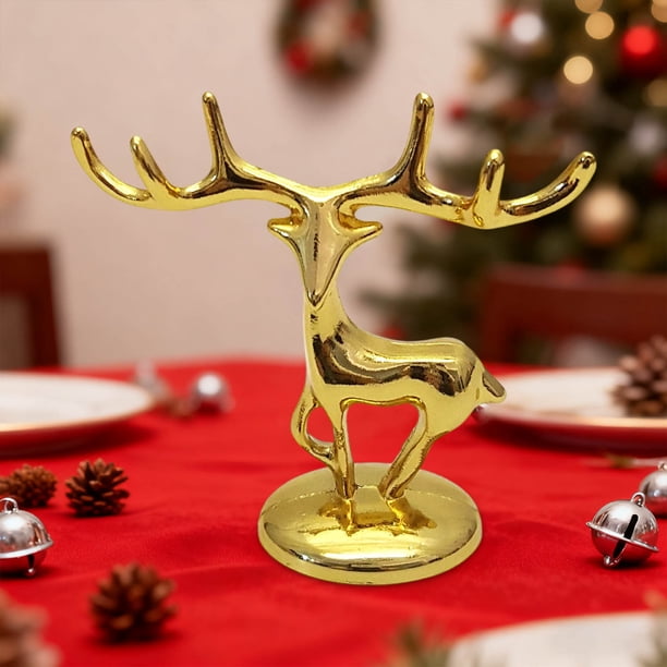 Ireezec Gold Plated Deer Statue Home Decor, Elegant Animal Figurine for Living Room, Wine Cabinet, TV Stand, Feng Shui Wealth Symbol Gift, Modern Houwarming Prent