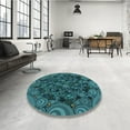 thumbnail image 3 of Ahgly Company Indoor Square Patterned Deep-Sea Blue Area Rugs, 8' Square, 3 of 6