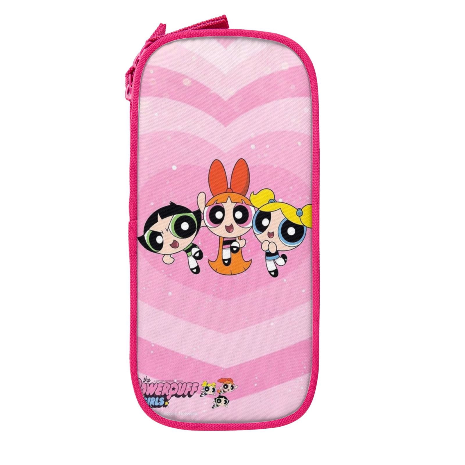The Powerpuff Gi-rls Pencil Case Large Capacity Pencil Pouch Penbag Office Stationery Organizer Travel Makeup Bag Pink