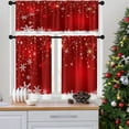 thumbnail image 3 of Christmas Kitchen Curtains Snowflakes Window Curtains and Valances Set 36 Inch, Red Snow Short Tier Curtains for Kitchen, Winter Xmas Small Kitchen Decor, 3 of 6