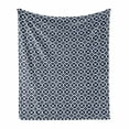 thumbnail image 1 of Vintage Soft Flannel Fleece Throw Blanket, Monochromatic Classic Simple Tiling with Geometric Art Elements, Cozy Plush for Indoor and Outdoor Use, 50" x 60", Dark Slate Blue White, by Ambesonne, 1 of 5