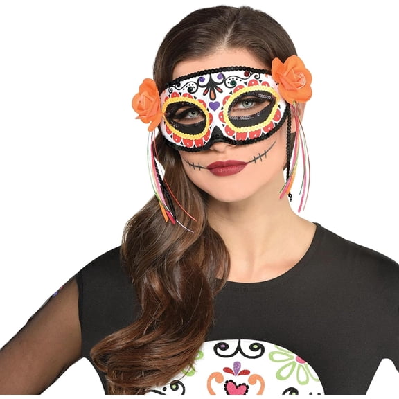 Amscan D a De Los Muertos Mask - Colorful & Premium-Quality - Ideal Halloween & Themed-Party Accessory - 1 Pc