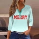 thumbnail image 1 of Fiudx Ofertas Relámpago Blusa de Manga 3/4 Corta Estampada a La Moda para Mujer, Blusa Informal con Cuello Redondo, 1 of 5