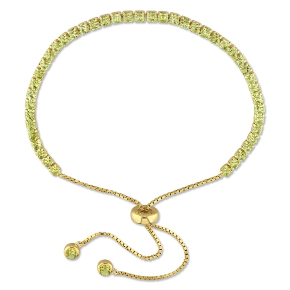 Every Women's 3 1/4ct TGW Peridot Yellow Gold Flash Plated Sterling Silver Tassel Bolo Bracelet