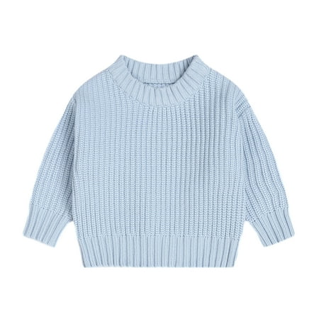 

WOLLED Girls Boys Infant Sweaters Tops Solid Color Fall Winter Loose Knitted Jackets Toddler Baby Long Sleeve Crew Neck Solid Knit Sweater Winter Clothes for 0-6Y