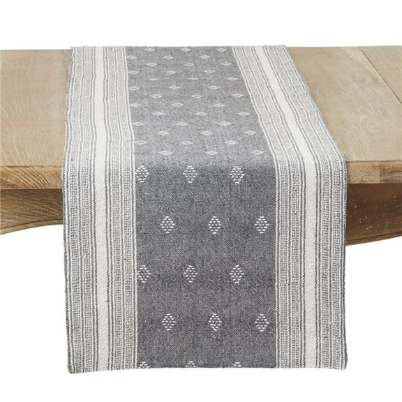 Saro Lifestyle 963.GY1672B 16 x 72 in. Diamond Patterned Woven Stripe Table Runner, Grey